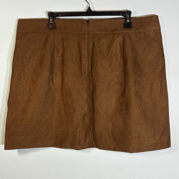 NWT J. Crew Factory Brown/ Carmel Faux Suede Mini Skirt Size 18 Pockets - Picture 2 of 7
